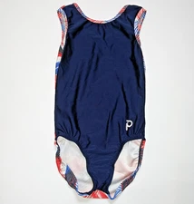 Plum Practicewear Gymnastics Leotard Abstract red blue circles Child Large CL