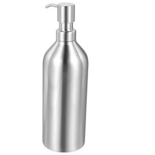 Silver Stainless Steel Liquid Soap Dispenser Refillable with Easy Press Pump
