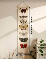  Vintage Butterfly Vertical Tapestry Wall Hanging Long Narrow Wall Art Fabric 
