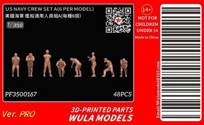 WULA MODEL 3500167 1/350 US Navy Crew Set A（6 Per Model）3D Printed Parts（48pcs）