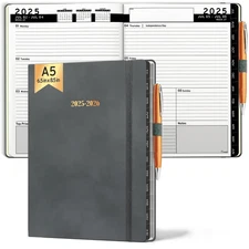 2025 2026 HARDCOVER Leather Planner Weekly & Monthly 6.5 * 8.5 Inches