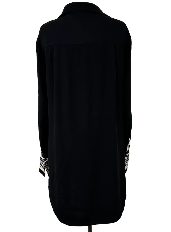 Reiss Black Ellie Side Stripe Long Sleeve Mini Dress Size 10 - Image 3 of 4