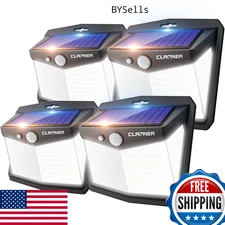 CLAONER Solar Lights Outdoor 128 LED 4-Pack Motion Sensor 3 Modes 270° Wide Angl
