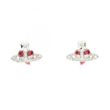 Vivienne Westwood NEW DIAMANTE HEART Pierced earrings SS Rhinestone Red NEW