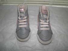 Vans Off The Wall Girls Gray Pink Glitter High Top Sneakers Slip On Zip Size 6