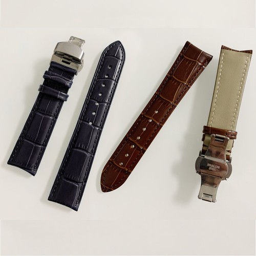 Curved End Bracelet Leather Replacement Watch Band Strap Deployant Clasp Buckle