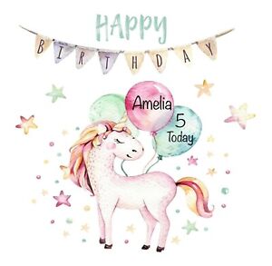 Personalizzato Buon Compleanno Biglietto D Auguri Ragazza Unicorno Ebay