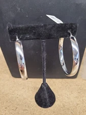 Sterling Silver High Polished Wedding Band Style Hoops