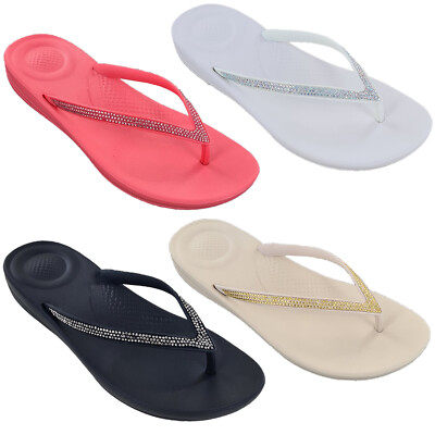 Fitflop IQushion Sparkle Slides Womens Summer Holiday Comfort Sandals UK  4-8 UK