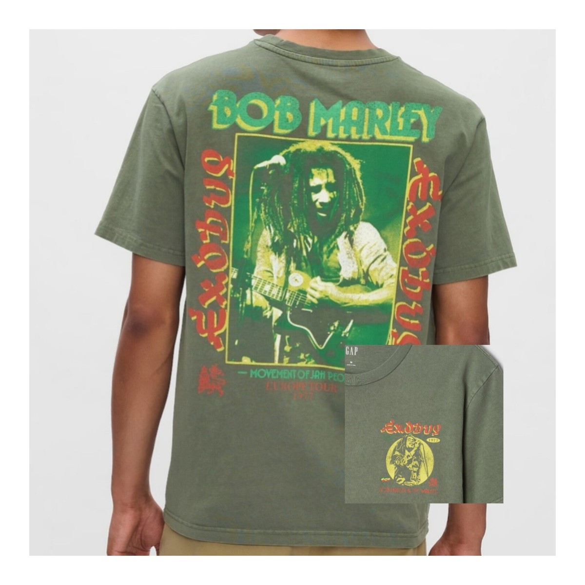 Bob Marley T-Shirt Ufficiale Exodus Logo A Righe - Unisex Adulto, Colore Nero E Verde - 2