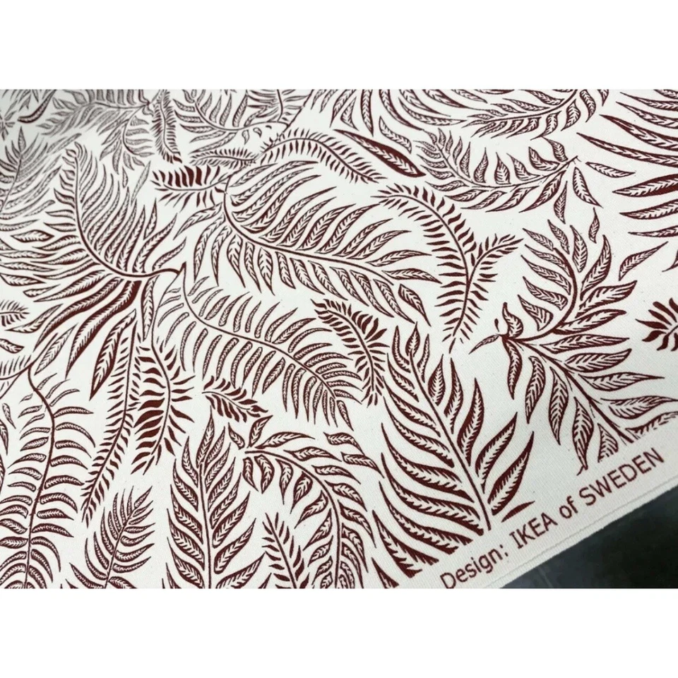 "Tela de tapicería Ikea HAKVINGE marfil con hoja de helecho rojo perno completo 604,765,80 59""" Foto 2 de 4