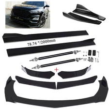Front Bumper Chin Lip Spoiler Splitter + Strut Rods For Hyundai Tucson 2005-2023