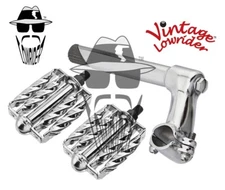 Vtg Lowrider Stem 2-Screw 22.2 Chrome & Pedals Double Square Twisted 1/2" Gold