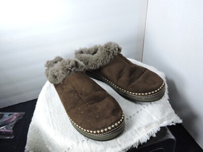 Dr Scholls 7 m snuggle brown hard soled slippers