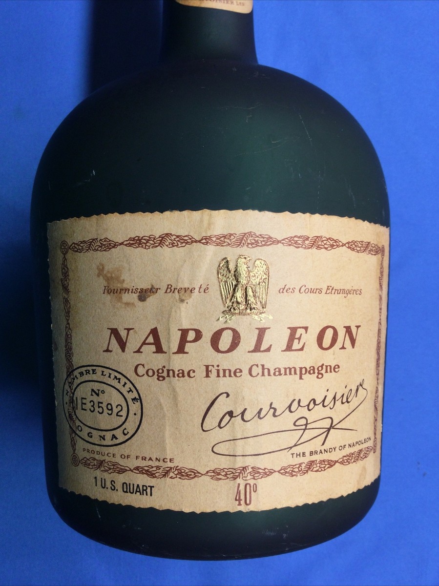 Vintage FROSTED early Napoleon Cognac Courvoisier Empty Bottle