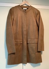 Bnwt Gerry Weber Uk 10 Faux Suede, Longline Jacket. Rich Brown Rrp £160