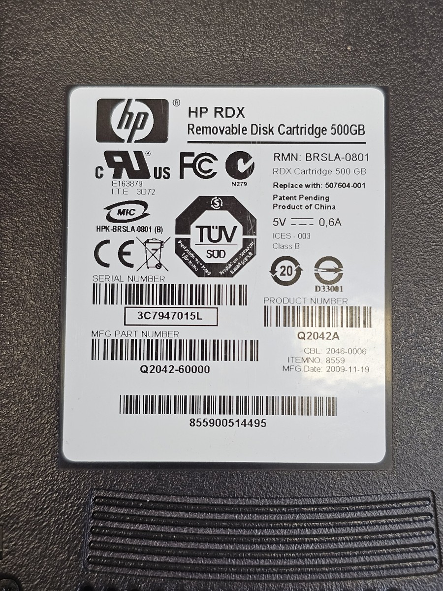 HP StorageWorks RDX RDX1000e USB 2.0 External AJ935A + 2x