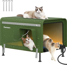 Heated Cat House for Outside, Outdoor Insulated Kitty Shelter with Heated Pad 