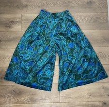 Vintage Velvet Palazzo Pants USA Festival Retro Revival Psychedelic Paisley Crop