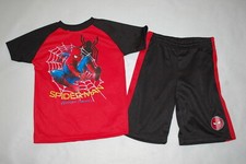 Boys Outfit SPIDERMAN HOMECOMING Athletic T-Shirt Shorts RED BLACK Size 4