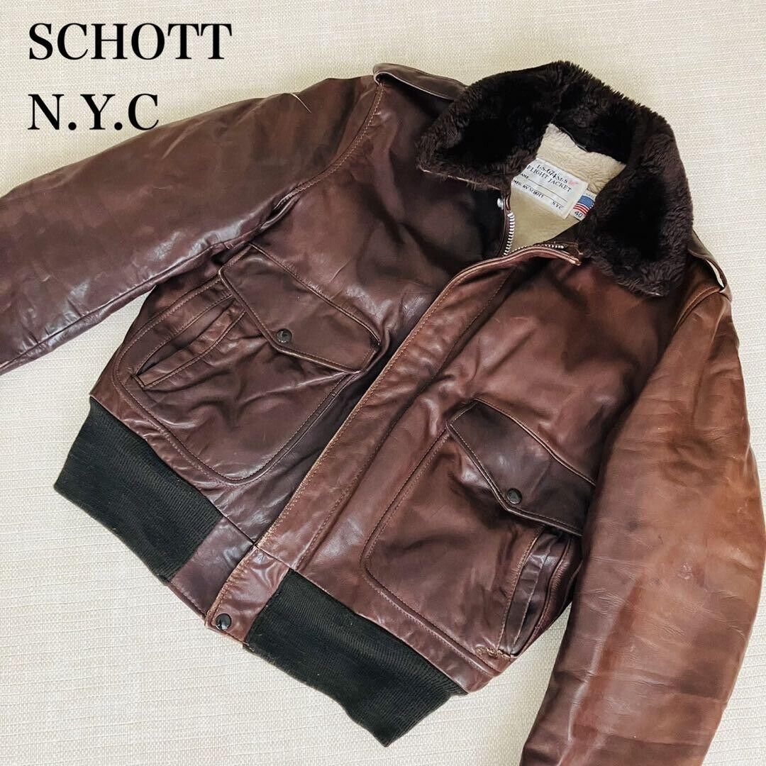 Rare Schott G-1 Leather Jacket Dark Brown Used From Japan Rare Schott G-1 Leather Jacket Dark Brown Used From Japan