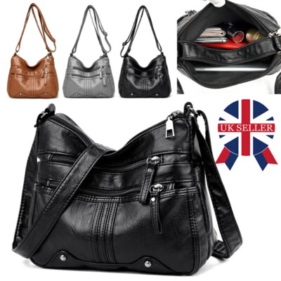 Womens Shoulder Bag Ladies Multi Pocket Messenger Handbag Cross Body Bags UK