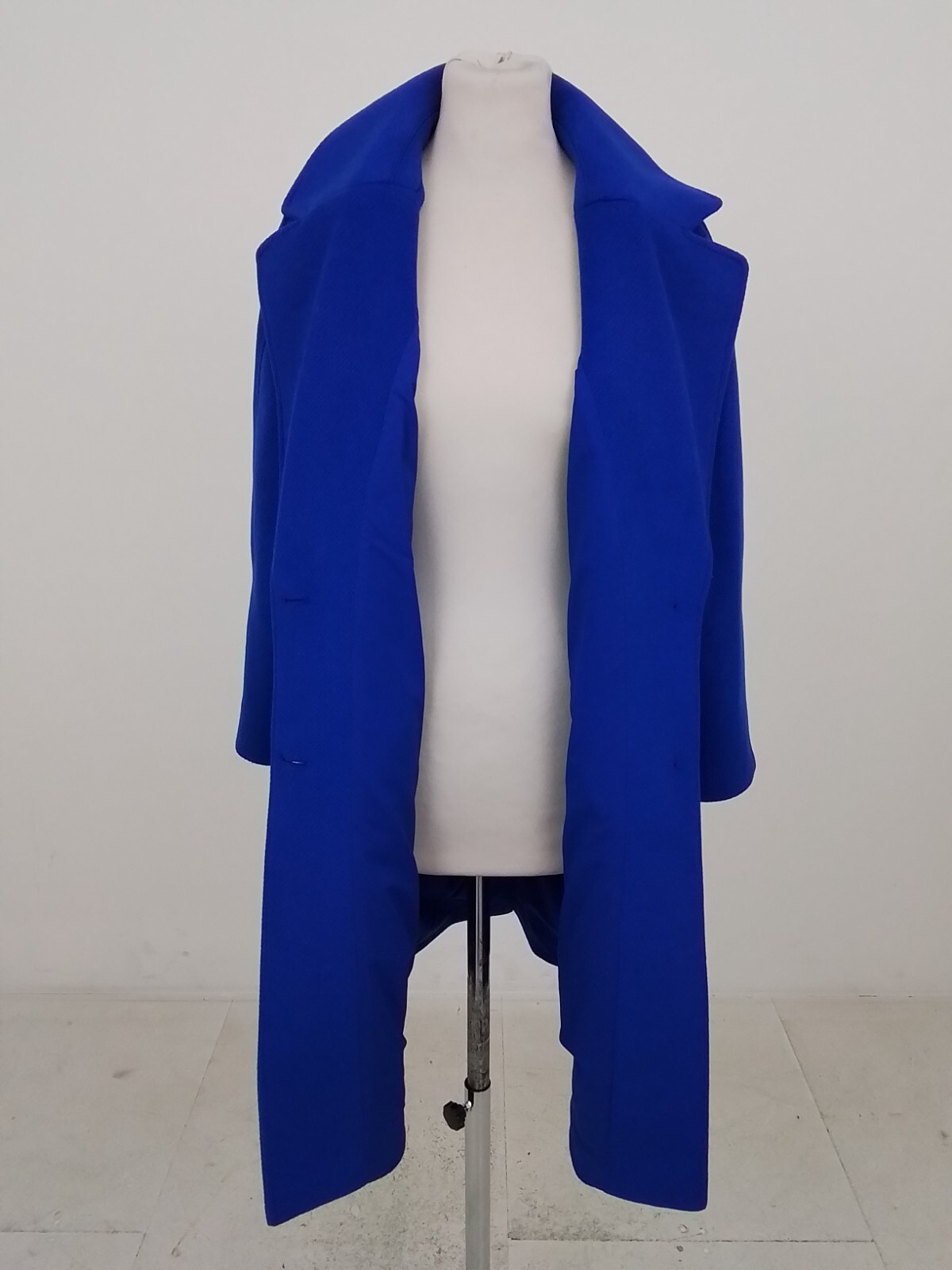 M&S Women's Coat Size 14 Blue Collared Vent Pockets Buttons Notch Lapel