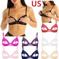 US Womens Floral Lace See-through Wireless Bra Top No Padded Hollow Out Bralette