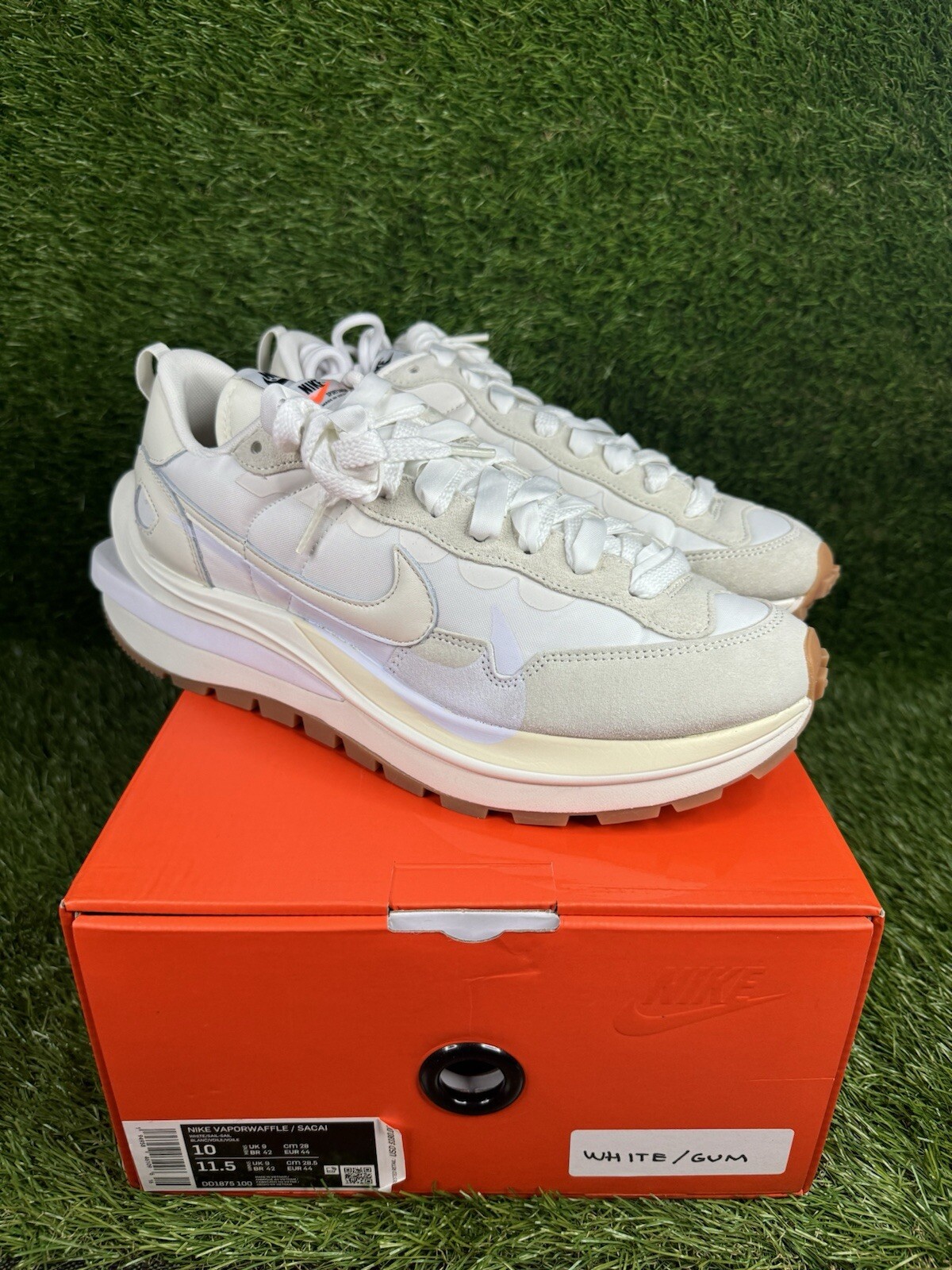 SACAI X NIKE Taglia 10 Nike x Sacai Vaporwaffle White Gum Sail DD1875 100 nuove di zecca