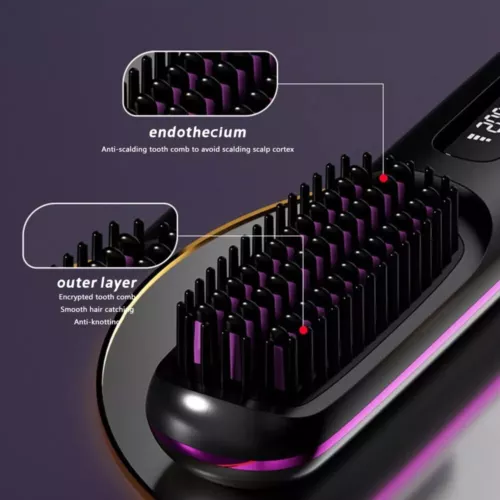 Hair Straightener Brush Negative Travel Portable Cordless Fast Heating Hot Comb - Picture 6 of 16
