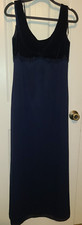 Vintage Y2K Cachet 2 2P Navy Blue Velvet Formal Long Prom Dress Womens Juniors