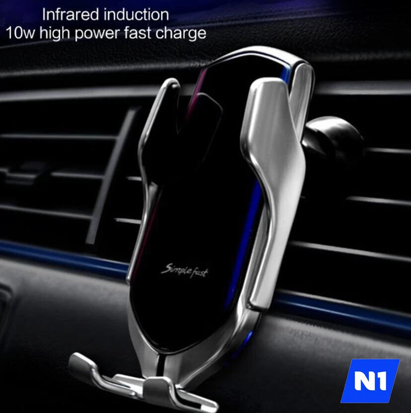 Soporte cargador inalámbrico automático de sujeción inteligente para teléfono de automóvil 10 W Foto 2 de 4