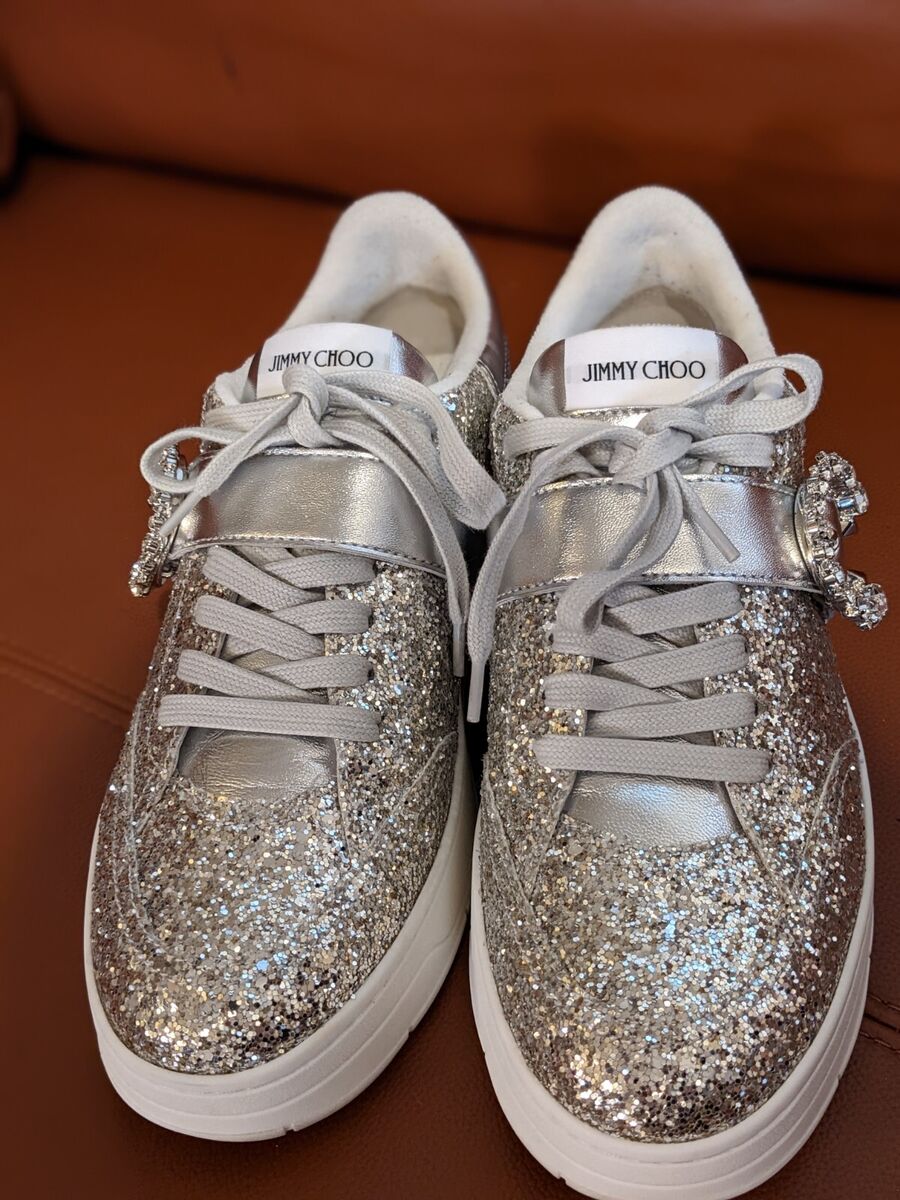 New $725 Jimmy Choo Glitter Sneakers Osaka lace up size 39 New $725 Jimmy Choo Glitter Sneakers Osaka lace up size 39