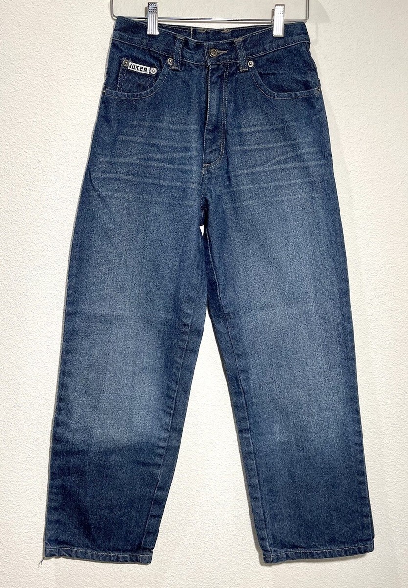 VTG Joker Brand Boys Jeans 12 - 27”x 28”Dark Rinse Wide Leg Solid