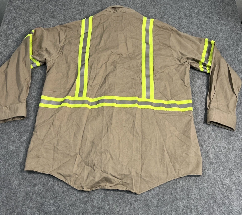 Bulwark FR Series Pockets Shirt CAT2 Long Sleeve Khaki Uniform Button Up XXL - Image 4 of 4