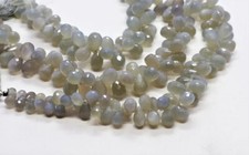 Natural Gray Moonstone 6x4mm to 7x5mm Tear Drop Faceted Loose Gemstone Beads