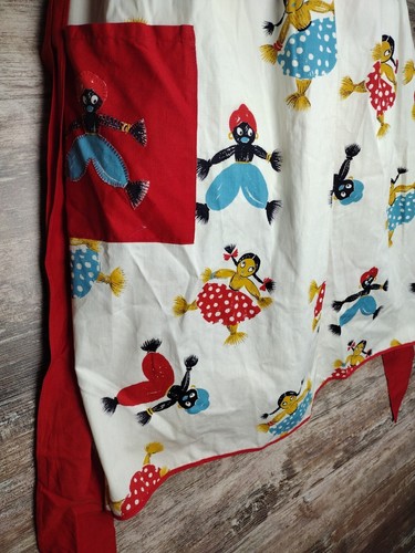 Vintage Half Apron Afro Caribbean Boy Girl Print 1950 Handmade Pocket MCM COOL!! - Picture 5 of 6