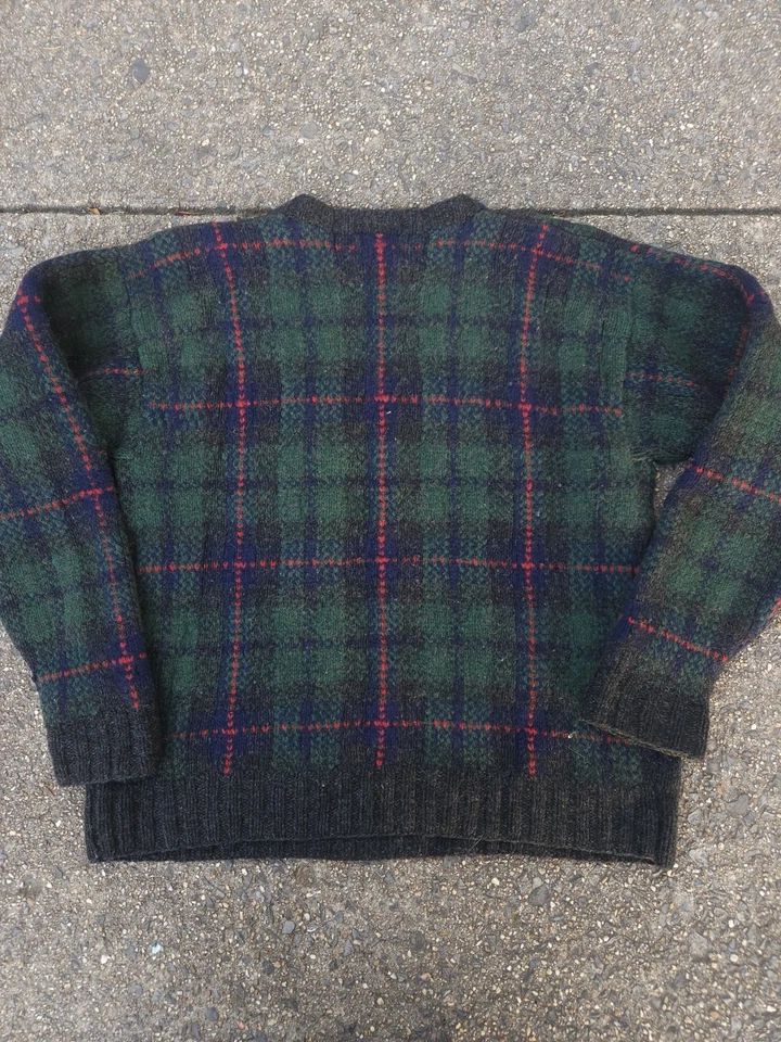 Vintage Woolrich Wool Knit Sweater Mens XL Medieval Knight Dragon Plaid 90s - Image 4 of 4