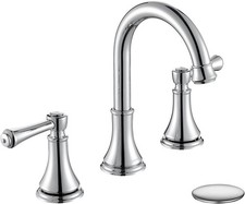 Chrome 8 Inch 3 Hole Widespread Bathroom Faucet High Arc Swivel Spout Drain