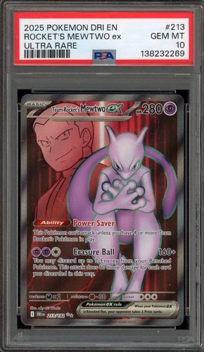 Pokemon Team Rocket's Mewtwo ex Destined Rivals Ultra Rare #213 PSA 10 Gem Mint