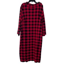 Talbots Woman Buffalo Plaid Dress 2X Red Black Ponte Knit Mod Zip Back