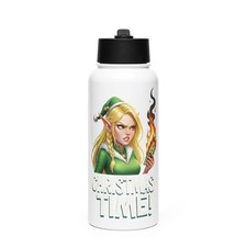 Stainless steel water bottle with a straw lid
