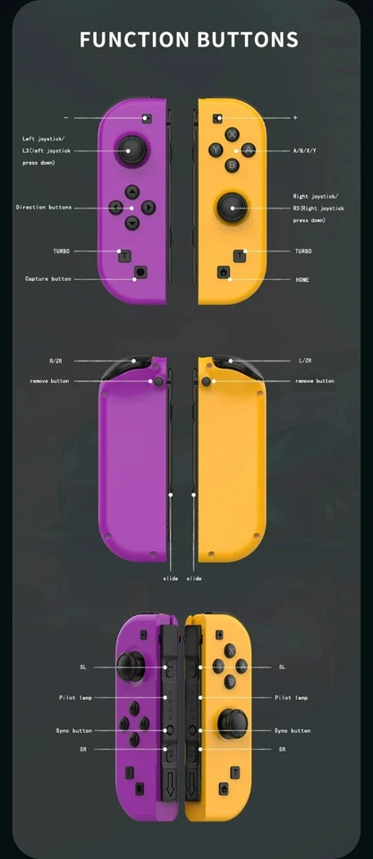 Controller Joycon Compatibili per Nintendo Switch Wireless Joystick Gamepad - Immagine 4 di 4