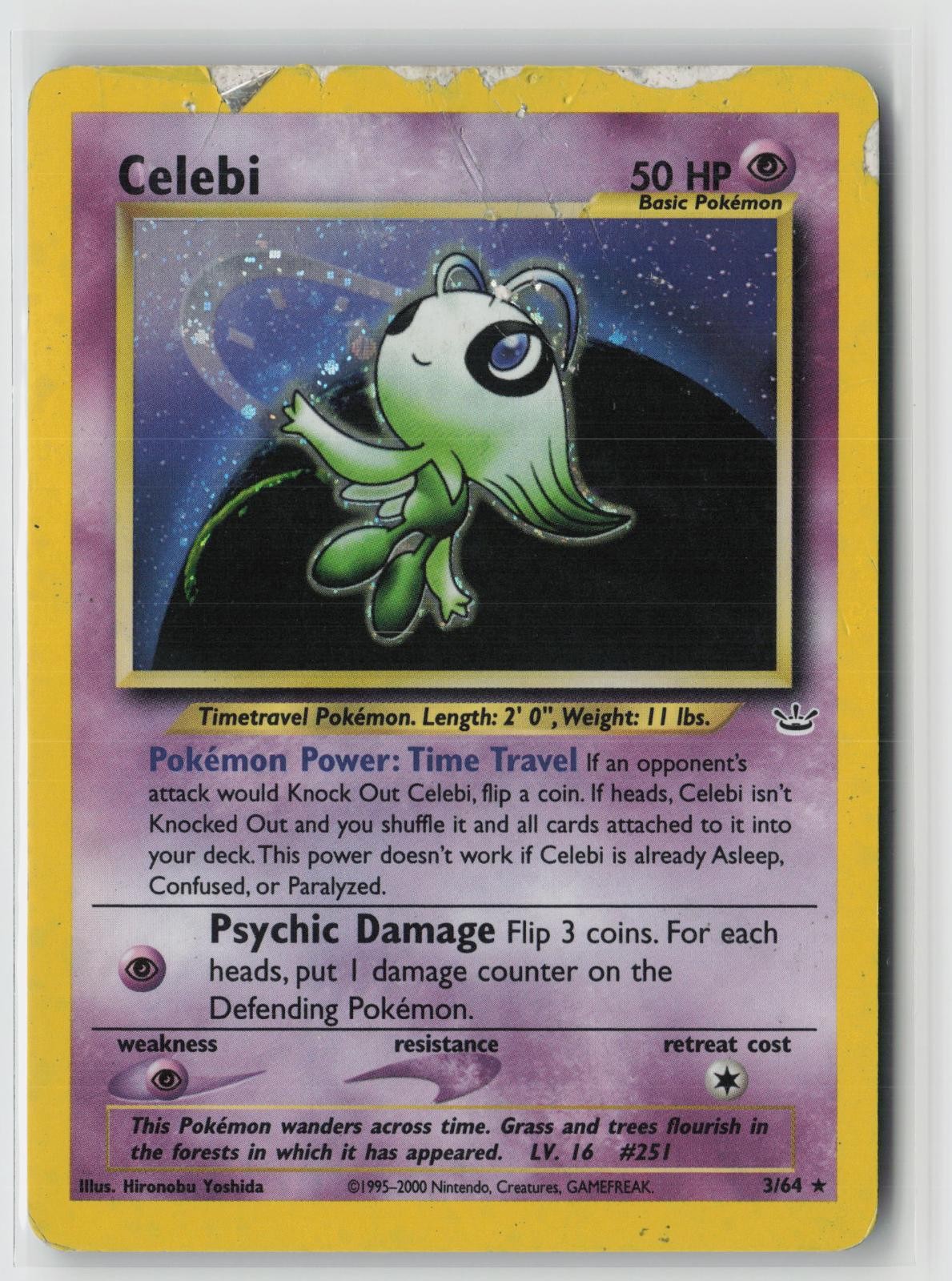 Celebi 3/64 Holo Rare Neo Revelation Pokemon Unlimited Holo Damaged