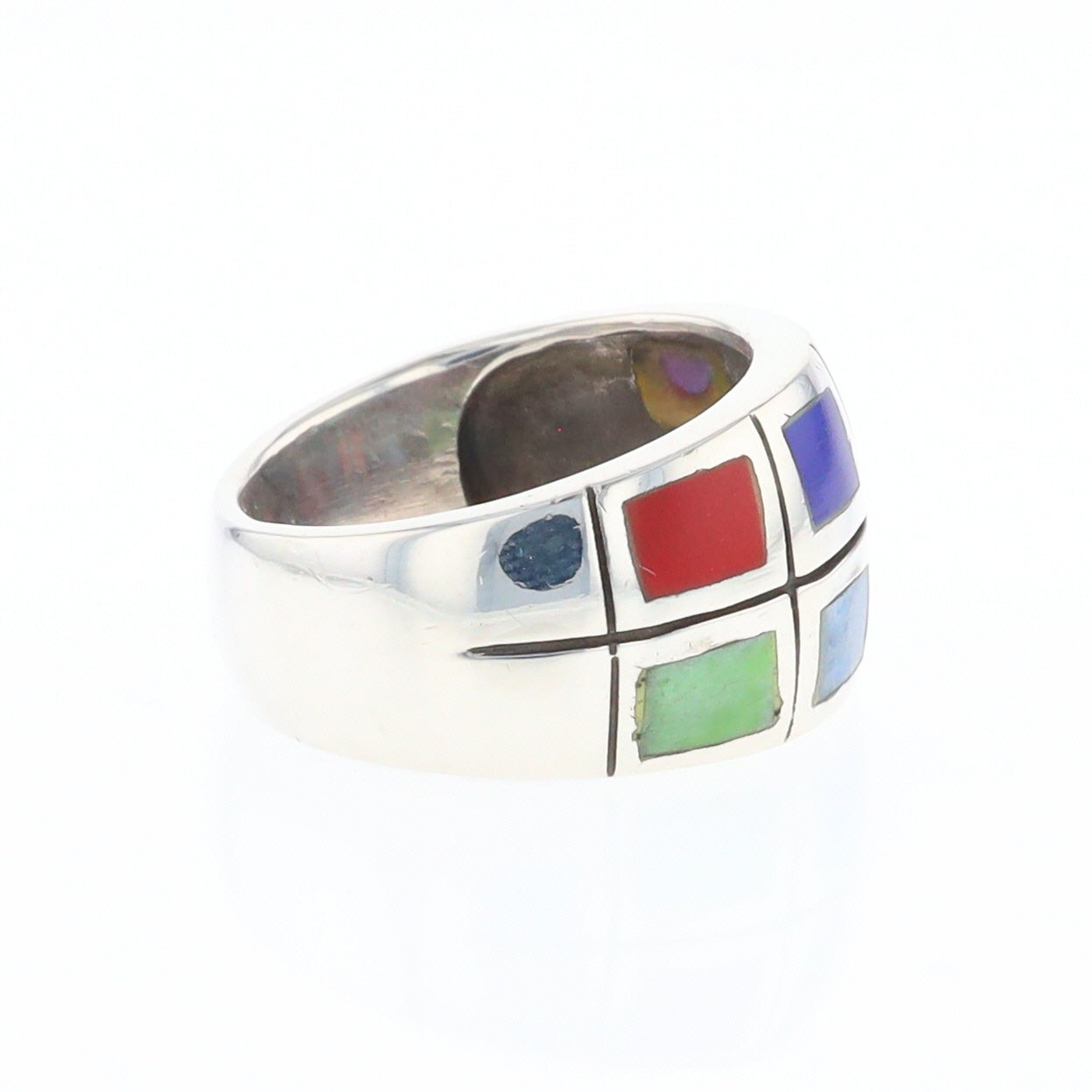 Native Silver Multi Stone Inlaid Ring GV166220 - image 5