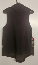 NWT WOMEN'S SM BLK UNDER ARMOUR HOODED SLEEVELESS WORKOUT TOP RETAILS 79.99