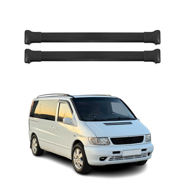 DachträGer GrundtäGer FüR Mercedes Vito W638 1996-2003 75Kg Alu Schwarz 2 Tlg-image
