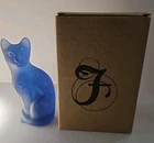 Fenton Cobalt Blue Glass Cat Iridescent Stars Rosso Limited Edition #5/50 Rare
