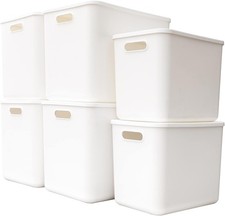Plastic Storage Baskets Bins Boxes W/ Lids,Organizing Container White Storage
