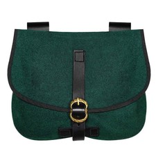 Medieval Green Suede Leather Belt Pouch with Brass Buckle for LARP